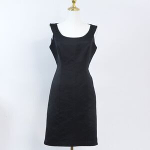Ellen Tracy Women's Size 10 Black Sleeveless Sheath Dress Scoop Neck LBD Career